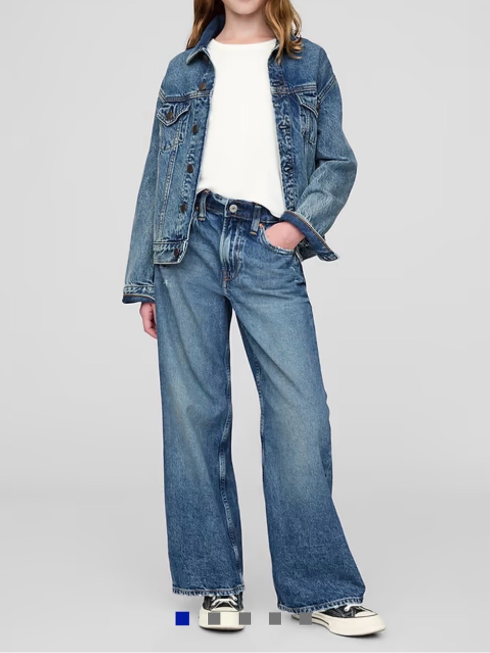 NWOT Gap Kids Girls 7 Kids Low Rise Stride Wide-Leg Baggy Jeans